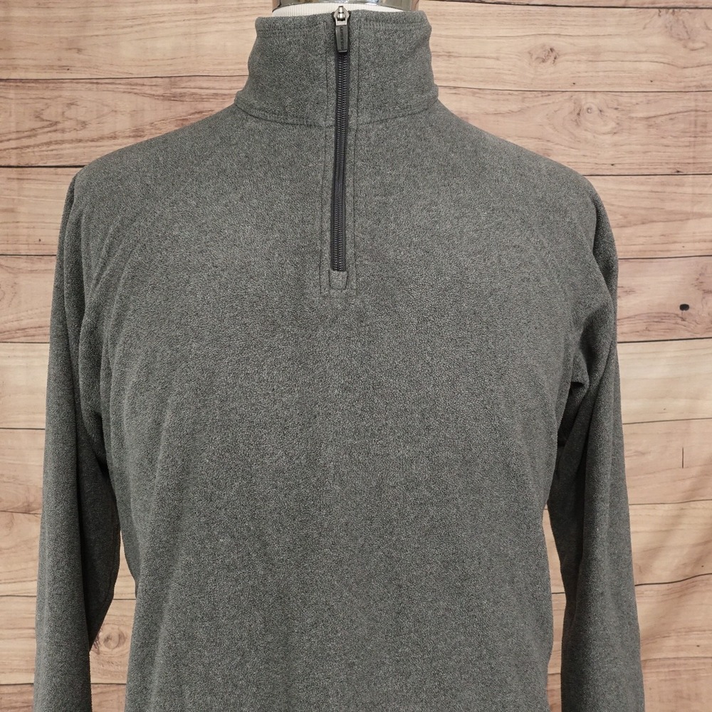 Lands' End Sweater Mens M Gray Mock Neck 1/4 Zip Fleece Pullover Long Sleeve